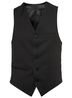 Black Label Black Wool Suit Waistcoat