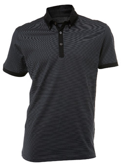 Black Label Striped Button Down Polo Shirt