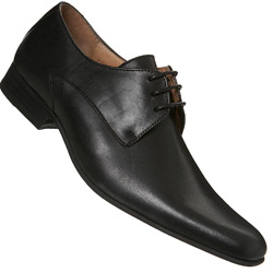 Black Leather Lace-Up Toe Point Smart Shoes