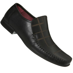 Burton Black Leather Smart Square Lazer Loafer Shoes