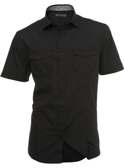 Black Short Sleeve Fitted Shirt