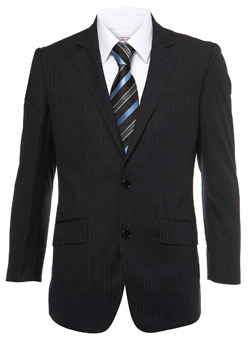Burton Black Slim Fit Blue Fine Stripe Suit Jacket