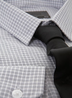 Black Triple Check Slim Shirt With Tie