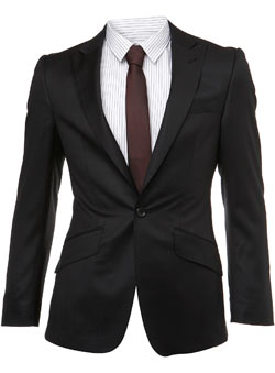 Black Wool Peak Lapel Premium Suit Jacket