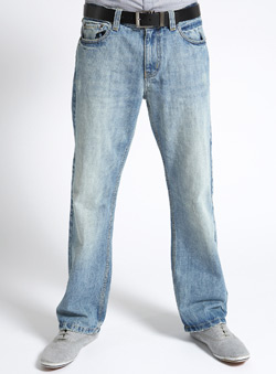 Bleached Straight Denim Jeans