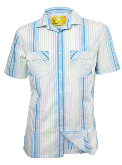 Blue Multistripe Short Sleeve Casual Shirt