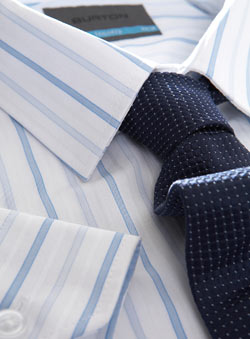 Blue Striped Tailored Shirt With Tie