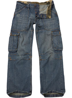 Blue Vintage Combat Denim Jeans