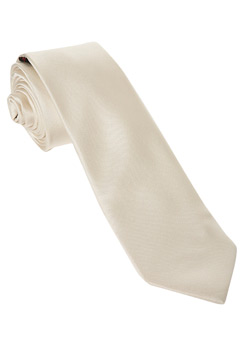 Cream Plain Slim Tie