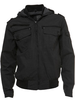 Dark Grey Check Hooded Jacket