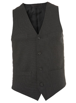 Burton Dark Grey Fine Stripe Waistcoat