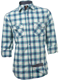 Green and Blue Check Fitted Shirt