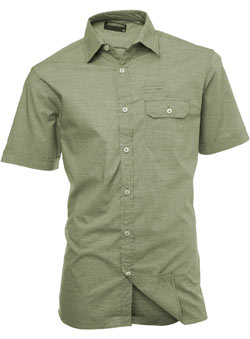 Green Dogstooth Check Fitted Shirt
