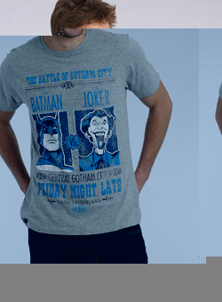 Grey `atman and Joker`Printed T-Shirt