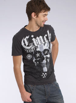 Grey Cinch Skull Printed T-Shirt