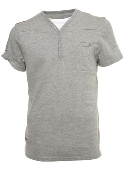 Grey Marl Double Layered Y-Neck T-Shirt