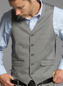 Grey Slim Fit Mohair Look Suit Waistcoat