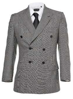 Light Grey Double Breasted Prince Of Wales Jacket