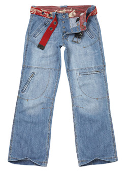 Burton Light Wash Belted Loose Fit Denim Jeans
