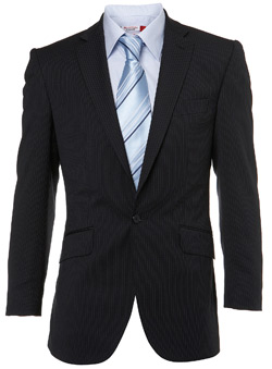 Burton Limehaus Black Turquoise Stripe Slim Fit Suit Jacket