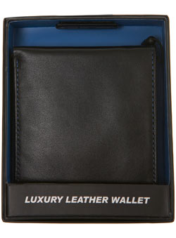 Luxury Leather Bifold Wallet With Blue Interior