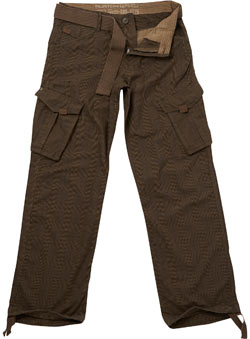 Natural Checked Utility Cargo Trousers