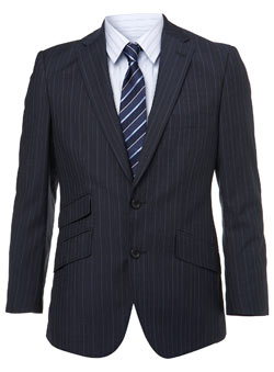 Navy Pinstripe Slim Fit Premium Suit Jacket