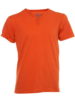Orange Basic Y-Neck T-Shirt