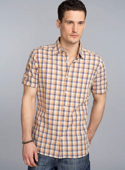 Orange Check Fitted Shirt