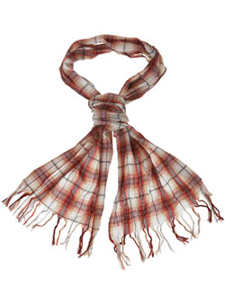 Red Shirt Check Crinkle Scarf