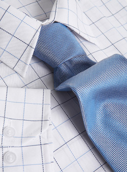 White And Blue Check Shirt And Tie