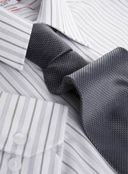 White And Grey Stripe Shirt And Tie