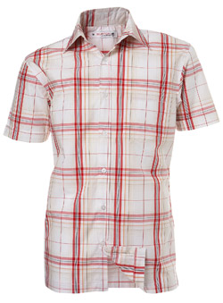 White and Red Check Short Sleeve Casual Shirt
