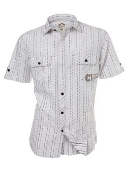 White Dot Geo Print Short Sleeve Casual Shirt