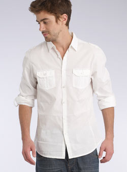 White Roll Sleeve Shirt