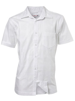 White Self Check Short Sleeve Casual Shirt