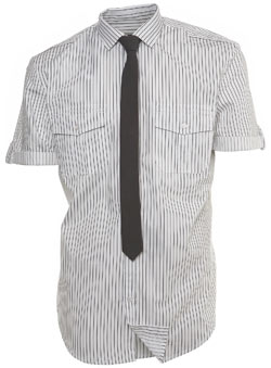 White Stripe Shirt and Tie Set Fitted Shirt