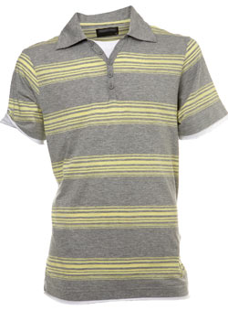 Yellow Striped Melange Polo Shirt