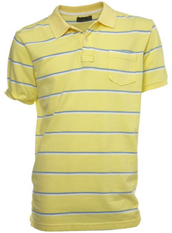 Yellow Striped Pique Polo Shirt