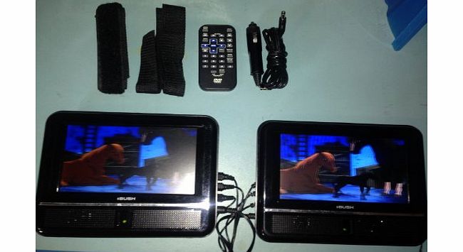 BDVD 79701M 7`` Twin Screen Portable In Car DVD Player - Includes Car Mount