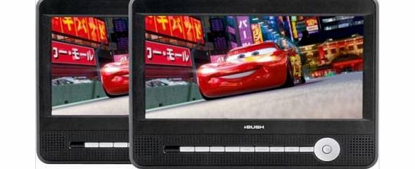 Bush CCE90W13DUO 9`` LCD 2 Movies at once! Twin Dual Screen portable in car DVD Players - Black