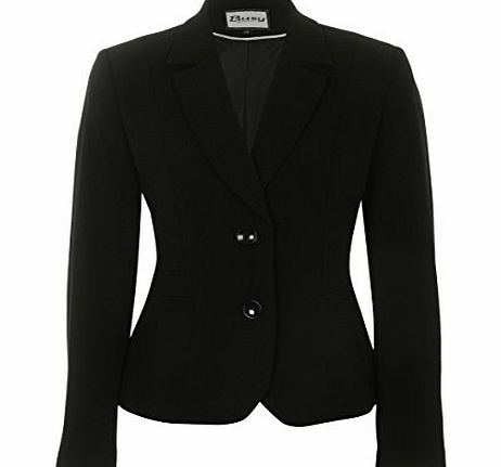 Busy Clothing Womens Black Suit Jacket with Elastane - Size 12
