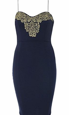 New Women Embellished Cami Midi Dress Party Cocktail Causal Womens Dresses Michelle Keegan (14, Navy)