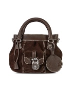 Dark Brown Suede and Leather Tote Bag
