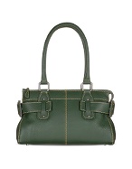 Green Italian Pebble Calf Leather Tote Bag