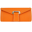 Orange Embossed Leather Envelope Clutch