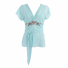 Light blue floral embroidered tunic