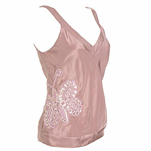 Pink butterfly embellished camisole