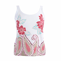 White paisley and flower print vest