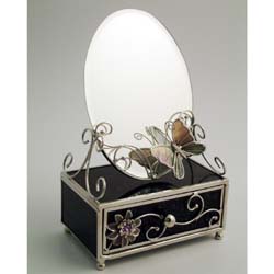 Butterfly design Trinket Box and Mirror